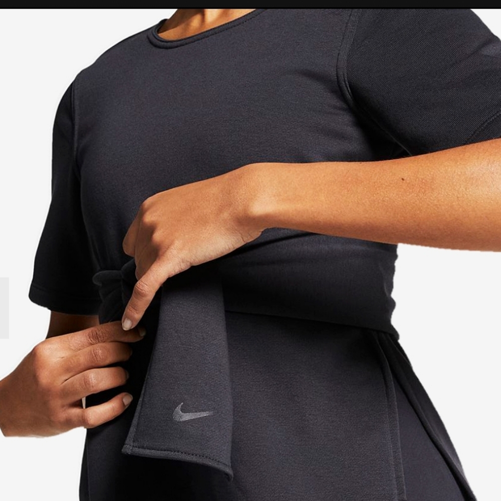 NIKE WOMEN'S STUDIO SHORT SLEEVE WRAP TOP - Picture 2 of 7
